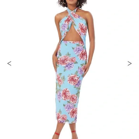 bodycon blue midi dress Isobel Blue Midi Dress